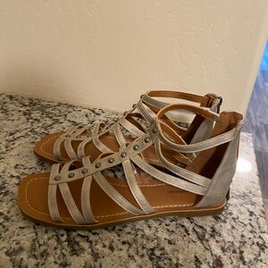 Lucky Brand Metallic Silver Strappy Sandals